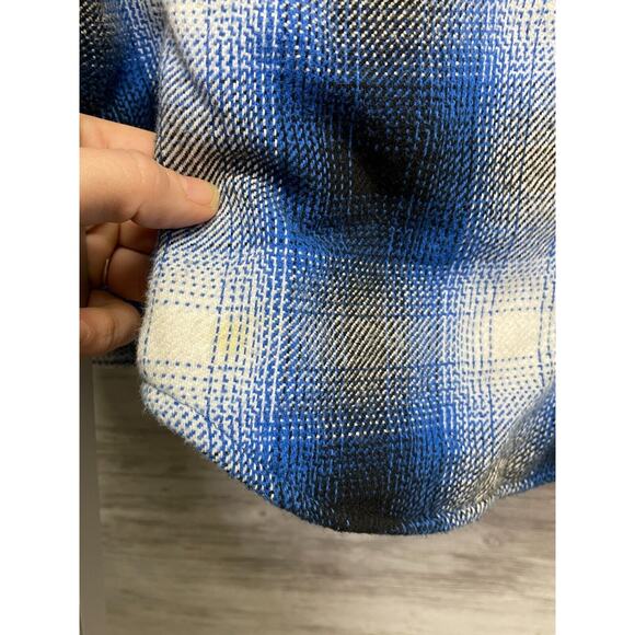 American Eagle Flannel Shirt Mens Small Blue Black Plaid Cotton Button Up - Picture 5 of 12